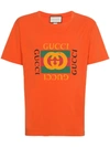 Gucci Distressed Printed Cotton-jersey T-shirt In Yellow&orange