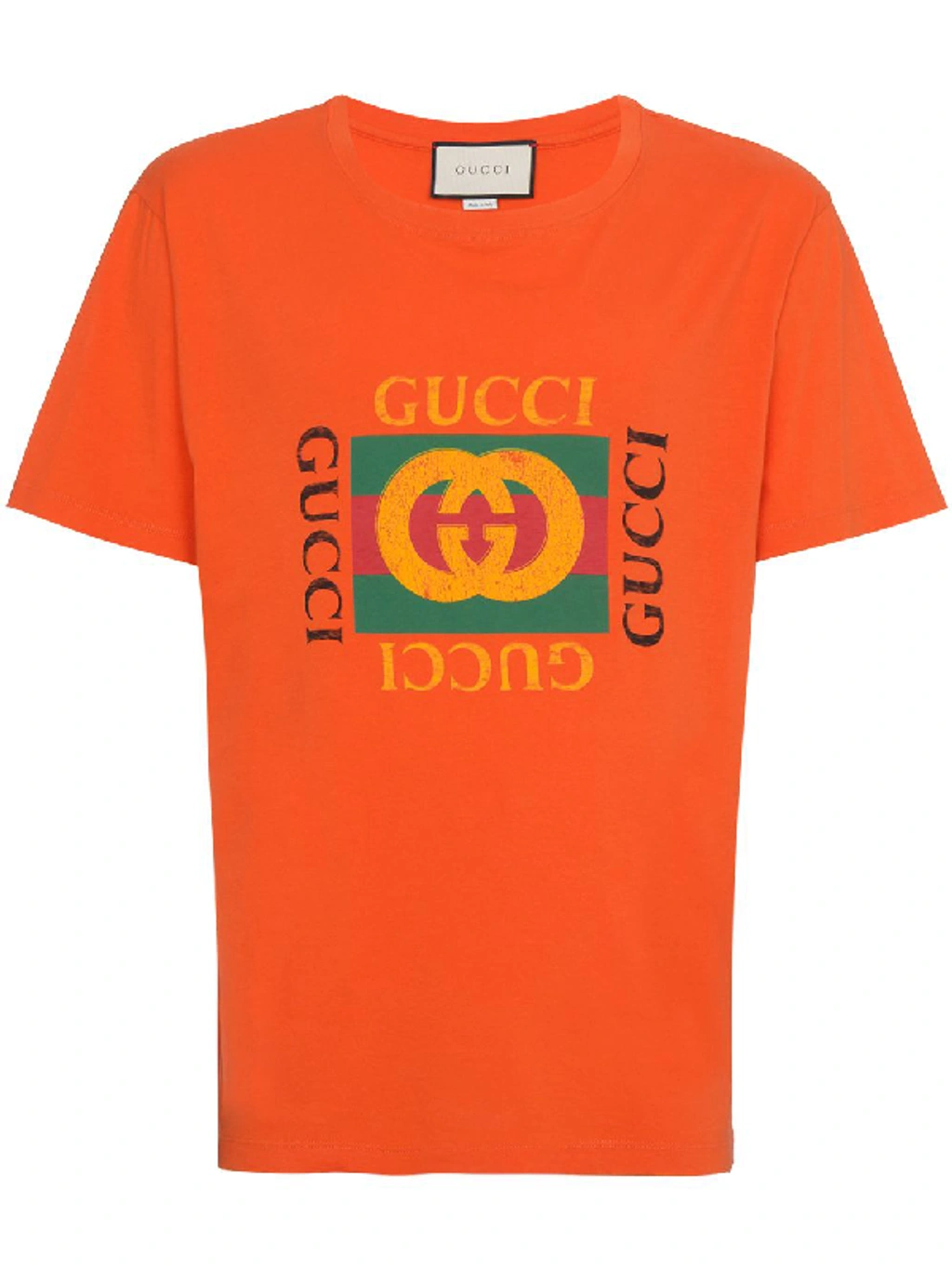 Gucci Orange Tee Gucci Distressed Printed Cotton-jersey T