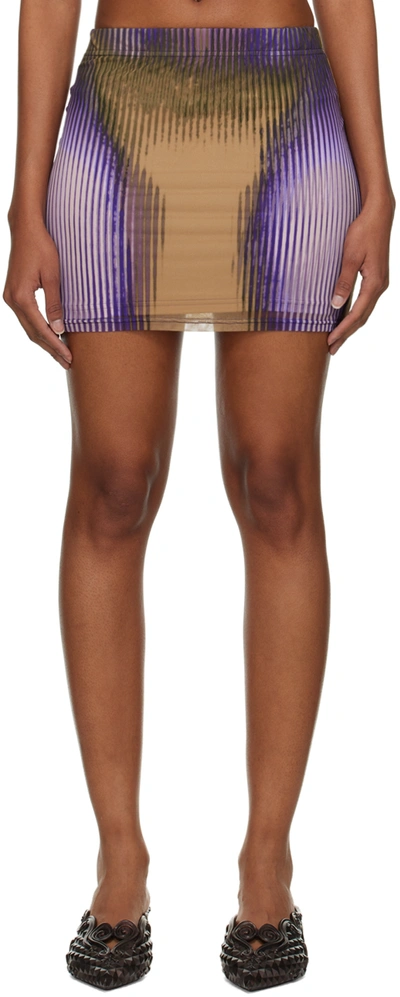 Y/project Purple & Beige Jean Paul Gaultier Edition Body Morph Miniskirt In Multi-colored