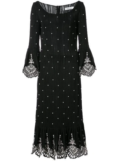 Prabal Gurung Embroidered Hem Midi Dress - Black