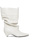 Stella Mccartney Snake-effect Faux Leather Boots In White