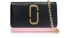 Marc Jacobs Two-tone Saffiano Leather Wallet On A Chain In Black Baby Pink Multi/gold