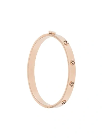 Tory Burch Goldtone Logo Stud Hinged Bangle Bracelet