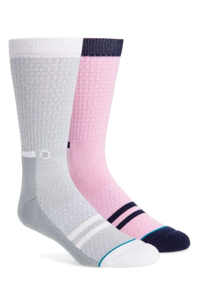 Stance Lance Stripe Crew Socks In Pink