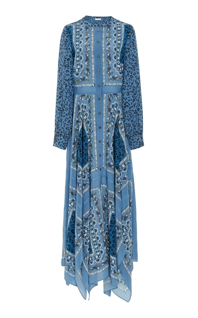 Altuzarra Tamourine Printed Silk Crepe De Chine Maxi Dress In Blue