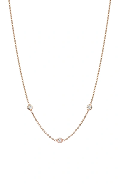 Kismet By Milka Solitaire Diamond Necklace In Rose Gold