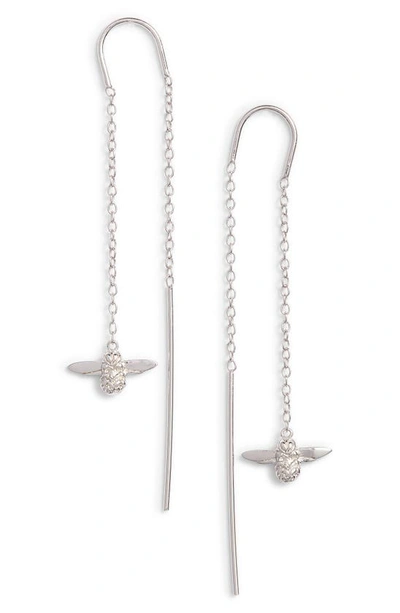 Olivia Burton Bee Chain Thread Through Earrings In Silver