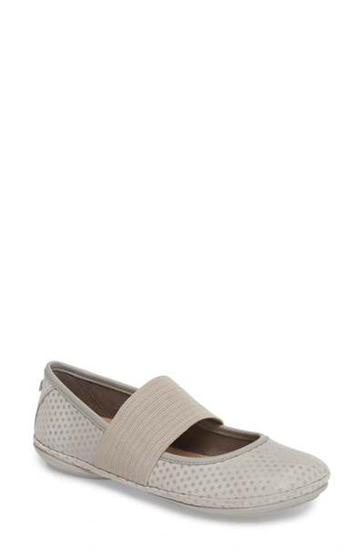 Camper Right Nina Ballerina Flat In Pastel Grey Nubuck