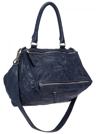 Givenchy Pandora Navy Crinkled Leather Shoulder Bag