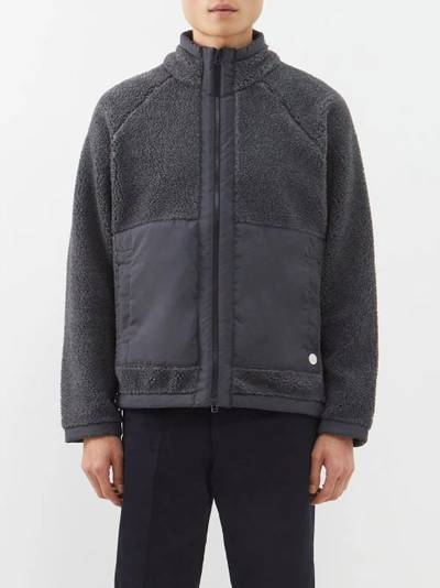 Folk Signal Raglan-sleeve Fleece Jacket In Gray