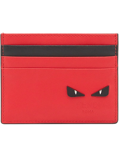 Fendi Red & Black 'bag Bugs' Card Holder