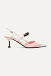 Prada Logo-print Glossed-leather Slingback Pumps In Baby Pink