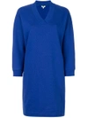 Kenzo Logo Print Sweatshirt Dress In French Blue