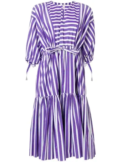 Maison Rabih Kayrouz Striped Flared Dress Purple