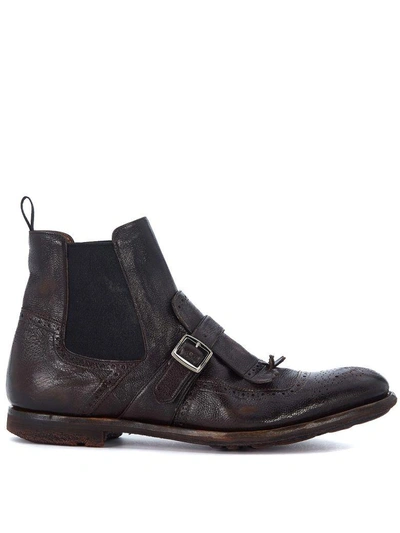 Church's Shanghai Dark Brown Leather Ankle Boots In Marrone