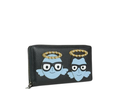 Dolce & Gabbana Zip-around Wallet With Patches Of The Designers In Black