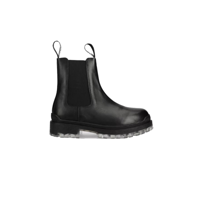 Karl Lagerfeld Chelsea Leather Biker Boots In Black