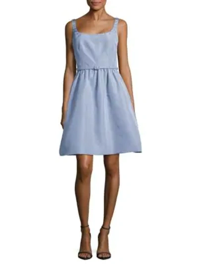 Oscar De La Renta Belted Silk A-line Dress In Periwinkle