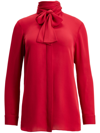 Khaite Tash Bow-detail Silk Georgette Blouse In Red