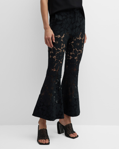 Proenza Schouler Cropped Corded Lace Flared Pants In Black