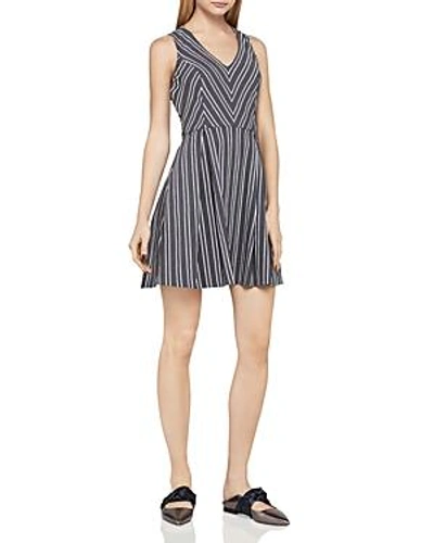 Bcbgeneration Striped Fit-and-flare Dress In Black/white