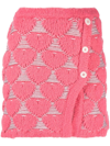 Marco Rambaldi Knitted Skirt With Jacquard Hearts In Pink