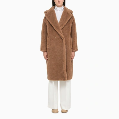 Max Mara Camel-coloured Double-breasted Teddy Coat In Beige