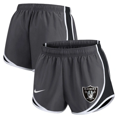 Nike Women's Dri-fit Logo Tempo (nfl Las Vegas Raiders) Shorts In Grey