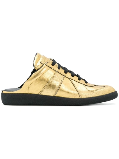 Maison Margiela 20mm Metallic Leather Mule Sneakers In Gold