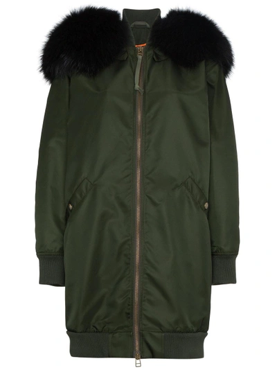 Mr & Mrs Italy Parka With Fur Collar In Green