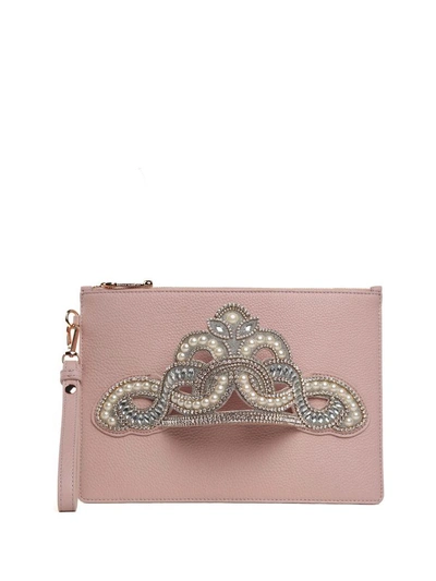 Sophia Webster Flossy Royalty Grained-leather Clutch Bag In Rosa