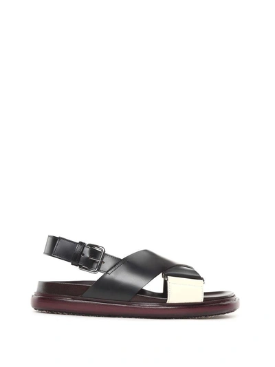 Marni Fussbett Bi-colour Leather Sandals In White