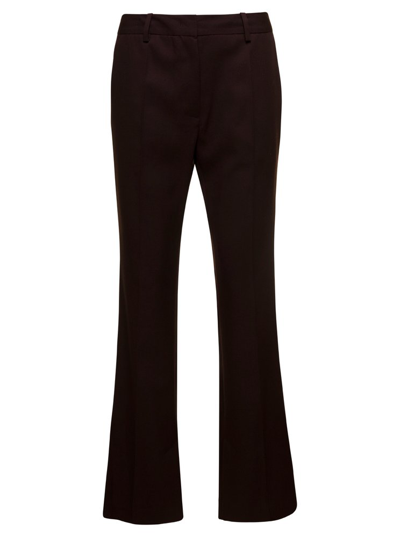 Low Classic Red Wool Flared Trousers In Black