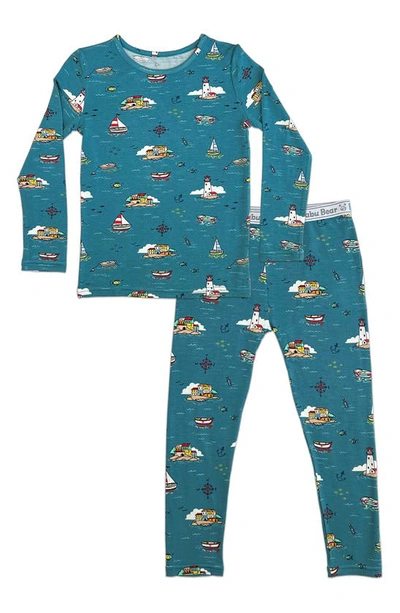 Bellabu Bear Kids' Lighthouse Fitted Two-piece Pajamas In Lighthouses