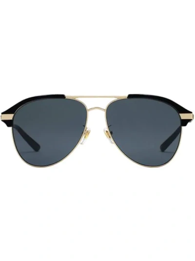 Gucci Specialized飞行员太阳眼镜 In Metallic