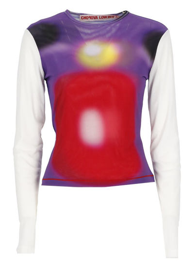 Chopova Lowena Gradient-effect Long-sleeved T-shirt In Purple And White