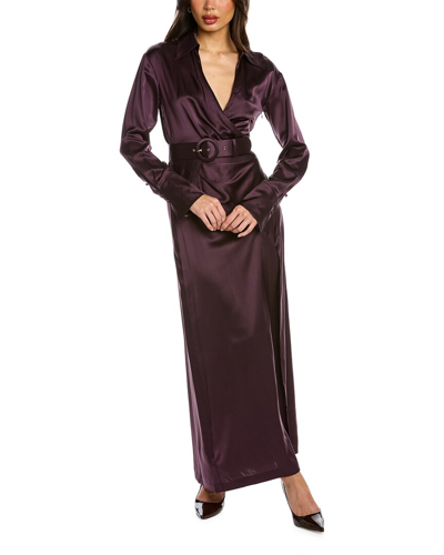 Nicholas Electra Collar Silk Gown In Purple