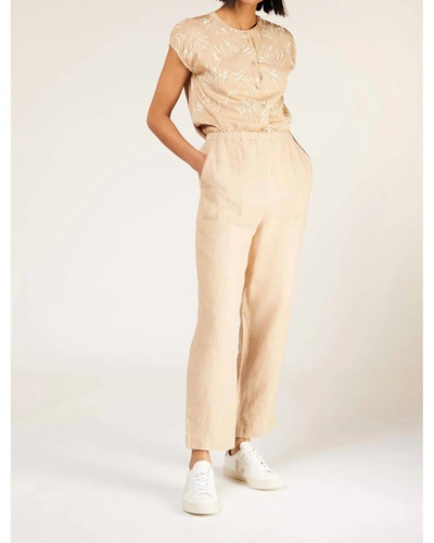 People Tree Lydia Linen Trousers In Stone In White