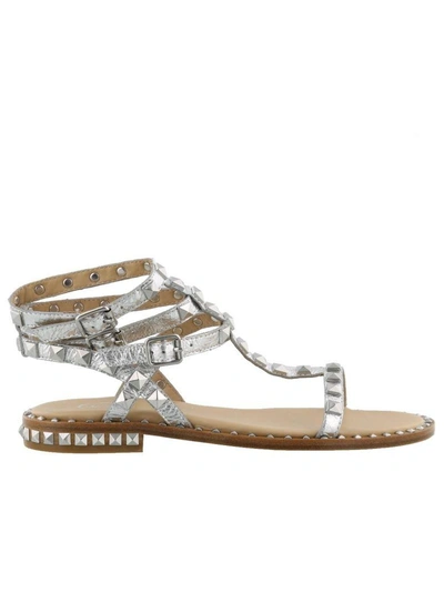 Ash Silver Leather Sandals