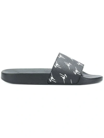 Giuseppe Zanotti - Fabric Sandal With Black Logo "signature" Brett Signature
