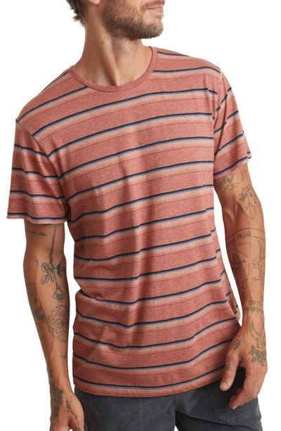 Marine Layer Mcnears Stripe T-shirt In Amber Brown Multi Stripe