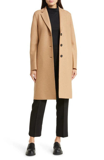 Harris Wharf London Pressed Wool Overcoat In Tan