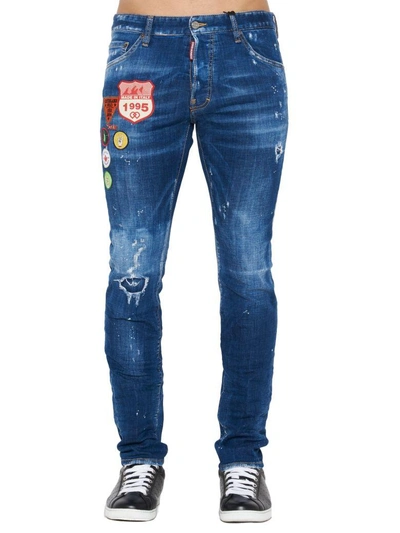 Dsquared2 Clement Patchwork Jeans In Blu