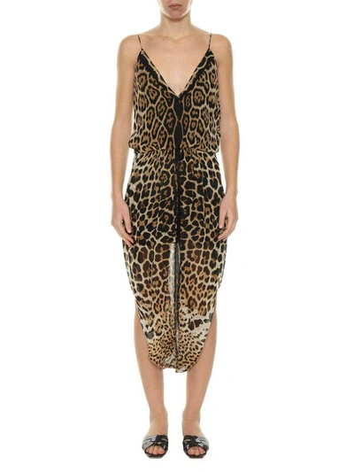 Saint Laurent Sarouelle Leopard Dress In Naturel