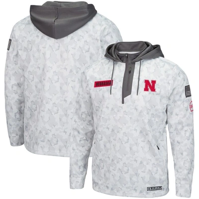 Colosseum Arctic Camo Nebraska Huskers Oht Military Appreciation Quarter-zip Hoodie