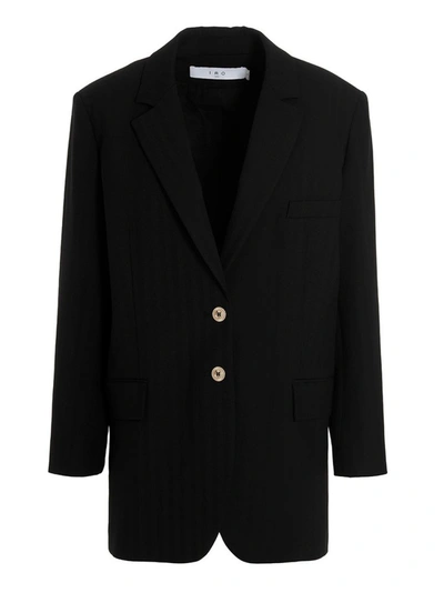 Iro Striped-jacquard Tailored Blazer In Black