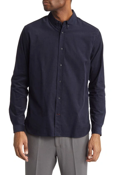 Oliver Spencer Camden Regular Fit Organic Cotton Corduroy Button-down Shirt In Blue