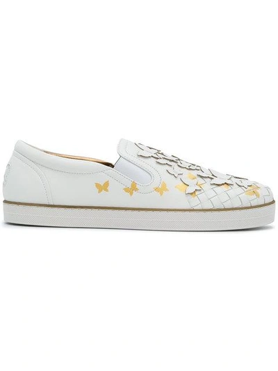 Bottega Veneta Butterfly Intrecciato Sneakers In White