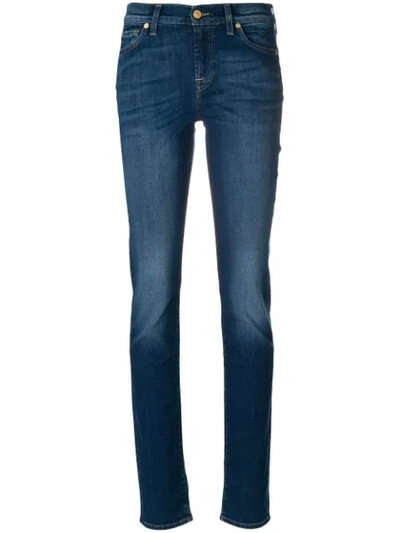 7 For All Mankind Faded Skinny Jeans - Blue
