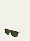 Saint Laurent Men's Rectangle Sunglasses In Havana